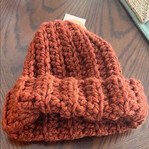 Chunky Knit Beanie in Rust